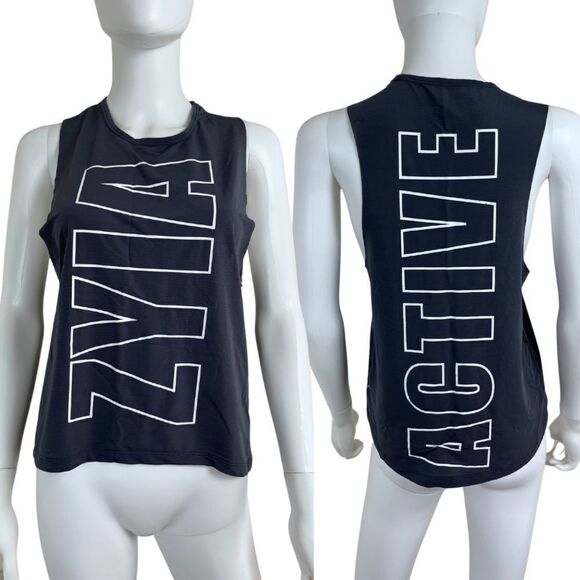 Zyia Active Women Size S Grey Pullover Crewneck Spellout Logo Tank Top Athletic - Picture 1 of 14